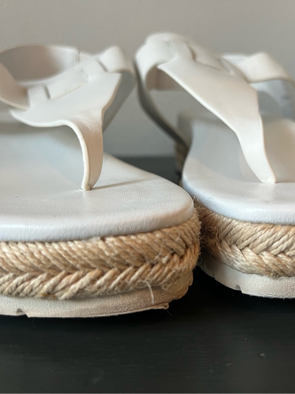 Vince White Leather Espadrille Platform Sandals Size 7.5/8